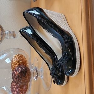 Coach Black Patent leather wedge heels size 7